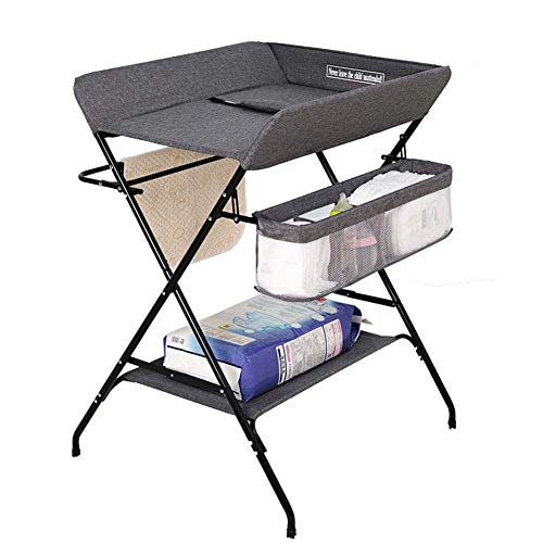 Foldable Portable Diaper Changing Table with Storage WhiteGray