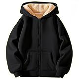 Valcatch Boys Girls Fleece Zip Up Hoodie Jacket, Kids Sherpa Lined Sweatshirt with Hoody and Pocket, Soft Thick Warm Long Sleeve Zipped Coat, Fall Winter Hoodies Outerwear for Casual School Outdoor