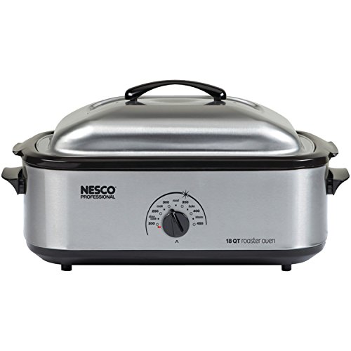 NESCO 481825PR, Roaster Oven with Porcelain Cookwell, Stainless Steel, 18 quart, 1425 watts