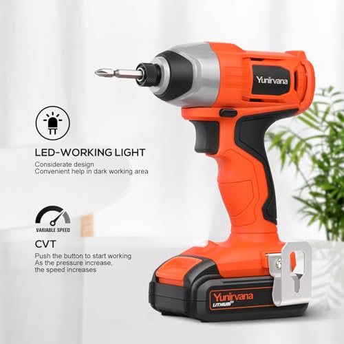Rechargeable Impact Driver 20V, Yunirvana Variable Speed (0-2800RPM) Cordless Impact Driver with 6Pcs Screwdriver bits,1.3Ah Battery and Charger,Suitable for Tightening Screws 5 Rechargeable Impact Driver 20V, Yunirvana Variable Speed (0-2800RPM) Cordless Impact Driver with 6Pcs Screwdriver bits,1.3Ah Battery and Charger,Suitable for Tightening Screws - Image 5