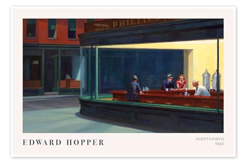 Posterlounge Nighthawks, 1942 Poster de Edward Hopper 60 x 40 cm Tableaux Décoration murale