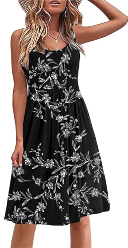 Image of Akihoo Women Summer Casual Sleeveless Midi Plain Pleated Tank Vest Dresses