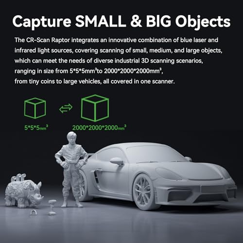 creality 3d scanner raptor scanner for 3d printing hybrid technology for versatile scanning high precision with 002mm anti-shake tracking 24-bit fast full-color scanning for windows macos