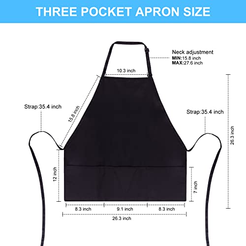 Jubatus 2 Pack 3 Pockets 100% Cotton Adjustable Bib Apron Chef Kitchen Cooking Aprons For Women Men thumb #5