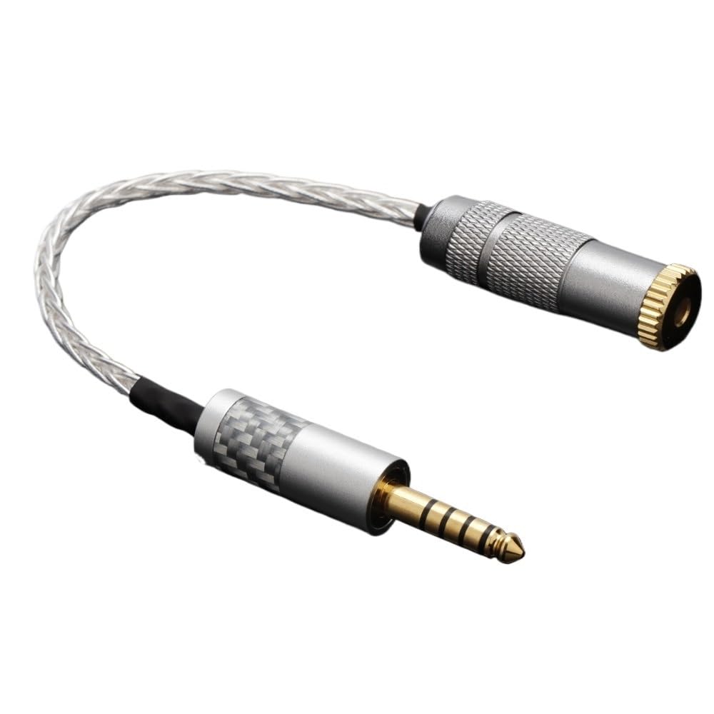 8cores OCC - Cavo di trasferimento per cuffie, placcato argento, da 4,4 mm a 3,5 mm, adattatore femmina bilanciato da 2,5 mm (da 3,5 fem a 4,4 maschio, 150 cm)