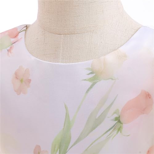 Girls Floral Printed Bubble Sleeve Puffy Gown Dress Dress Flower Girl Wedding Girls Christmas Size 163