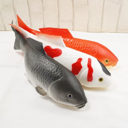 Queenbox 11.8in Soft Artificial PU Fish Model, Fake Sea Water Animal for Photography Prop Restaurant Food Display, Flat Goldfish4