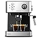 Cecotec Cafetera Express Power Espresso 20 Professionale. 850 W, 20 Bares, Manómetro, Depósito de 1,5L, Brazo Doble Salida, Vaporizador, Superficie Calientatazas, Acabados en Acero Inoxidable