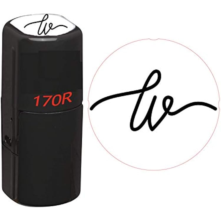 Custom Initial - Upload Your Design - 1/2 Round Inspection Stamp - 1 Line Self Inking Signature Stamp