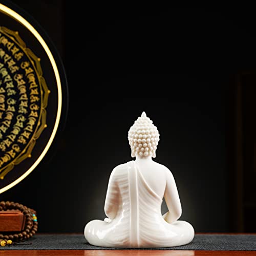 Qinlang 6WD 6 Inch White Buddha Statue And 13.2 Inch Led Circle Table Lamp thumb #3