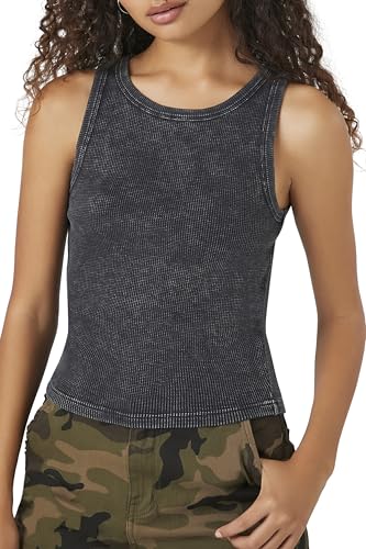 Débardeur en tricot gaufré au fini délavé minéral et texture alvéolée premium