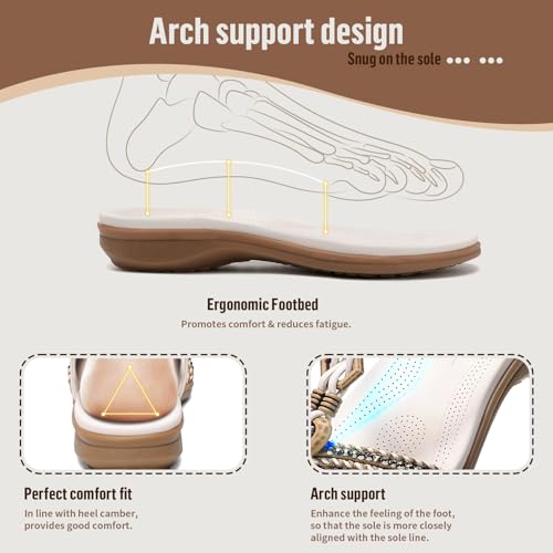 Littleplum Womens Sandals Arch Support Summer Flat Slides Ankle Elastic Walking Shoes Braided Beach Dressy Sandals for Women
