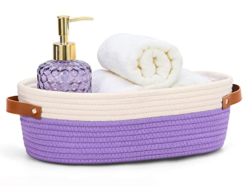 HLWDFLZ Bathroom Countertop Organizer Basket, Cotton Rope Woven Storage Basket Toilet Paper Decorative Basket for Bathroom, Bedroom, Living Room, Entryway 13