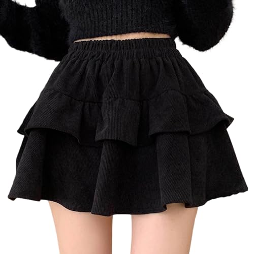Women's Pleated Mini Skirt Layered Ruffled Short Skirts Elastic High Waisted Mini Skirt Dressy Fashion Y2K Skirts