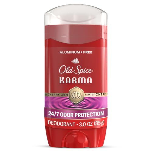 Old Spice Aluminum Free Deodorant for Men, 24/7 Odor Protection, 24/7 Signature Scent &amp; Lasting Freshness, Goes on Clean, Karma with Cherry Spice, Black Pepper, &amp; Sandalwood Scent, 3.0 oz