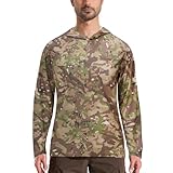 Tongcamo Camo Hoodie Long Sleeves Hunting Shirts for Men Quick Dry UPF 50+ Hiking Fishing Shirt with Hood