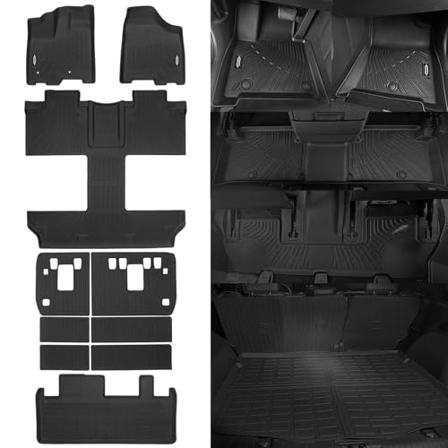 NQOQN Custom Fit Floor Mats for Toyota Sienna 2011-2012 7 Seats All Weather TPE Floor Liners with Trunk Mat & Backrest Protectors Odorless Full Set Interior Accessories