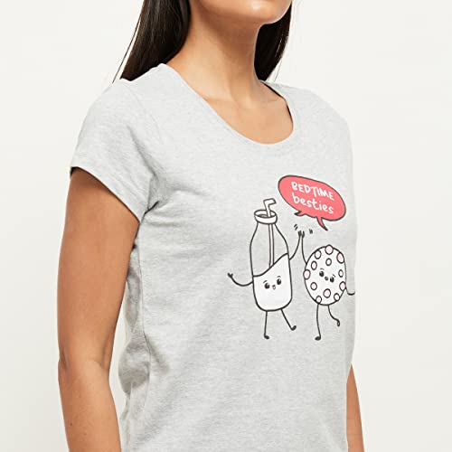 Image of Max Women Cotton Printed Lounge Relaxed T-Shirt with Shorts