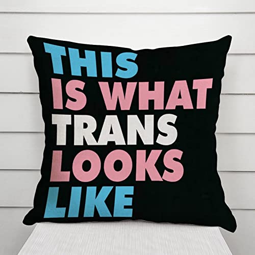This Is What Trans Looks Like Bisexual Throw Pillow Cover Romantic Pillow Case Rainbow Pride Gay Lesbian Same Sex Lgbtq Cushion Cover Square Decortaive Pillowcase Decor For Couch Sofa Bed Car 20X20In #TOP3