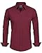 J.VER Men's Dress Shirts Cotton Stretch Long Sleeve Solid Formal Shirt Business Stain Shield Casual Button Down Shirts Wine Red Large