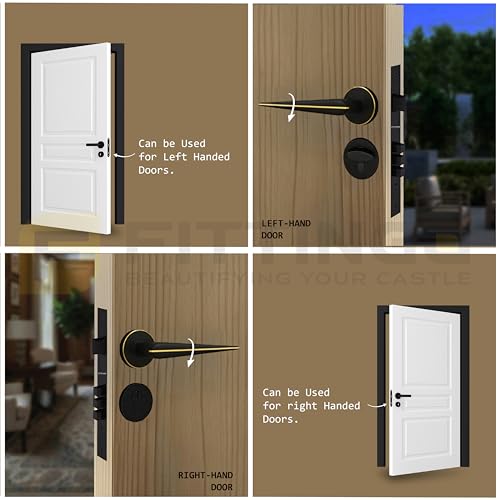 Image of Marsh Mortise Door Handle Lock Set /Premium Brass Door Handle with Lock /Heavy-Duty Main Door Handle with Key Lock for Home, Office & Hotel Doors - 3 Years Warranty (Black-Gold)