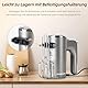 Aigostar Handmixer Elektrischer, 400 W Ultra Power Mixer Handrührer mit 1 Aufbewahrungshalterung, 5 Geschwindigkeiten, Turbo Boost, 2 Schneebesen und 2 Knethaken, für Eier, Teig, Kuchen.Adela
