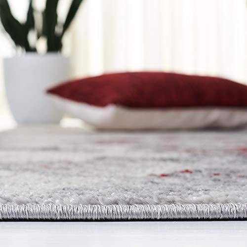 Tapete decorativo SAFAVIEH 3' x 5' rojo y gris miniatura 3