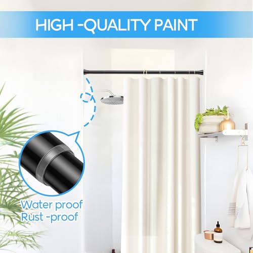 Image of Tension Curtain Rod Black Tension Rod 2pcs Spring Curtain Rod Non Slip Tension Rods For Windows 28 to 48 Inch No Drilling Adjustable Tension Rods of Curtain Window Closet Kitchen Wardrobe