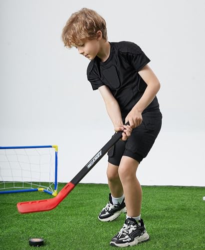 Topeter Kids Compression Padded Shirt Protective T-Shirt Rib Chest Shoulder Protector4