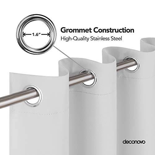 Image of Deconovo Blackout Curtain Room Darkening Panel for Bedroom or Living Room Grommet Thermal Insulated Lighting Reduce Drape 52 x 95 Inch Greyish White 1 Panel