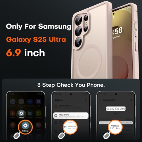 Image of TOCOL Magnetic Only for Samsung Galaxy S25 Ultra Case, Upgraded Full Camera Protection, Compatible with Magsafe, Drop Protection, Matte Back Cover for Samsung Galaxy S25 Ultra 6.9-Inch (Desert)