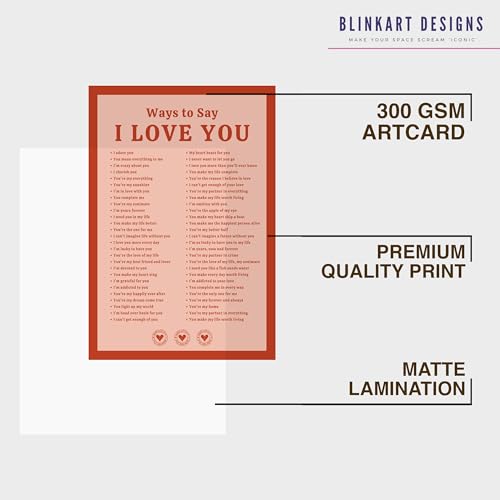 Image of BLINKART Ways To Say I Love You Wall Art Painting Print Design | Aesthetic Wall Decor Photo Artwork Frame Decoration Hanging Home Bedroom Living Room Office Wall Decor | T0028 | 13x10 Inches