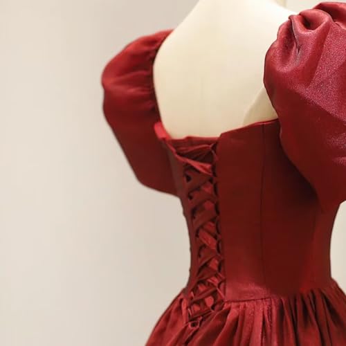 Women's Square Neck Organza Prom Evening Gowns with Puffy Sleeve A Line Sweet 15 16 Party Dress3