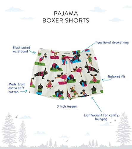 Little Blue House By Hatley Women's Land Animals Pajama Boxer Shorts, Yoga Bear, Medium #TOP3