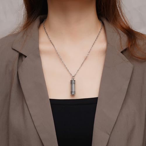 Cremation Necklace for Ashes Cylinder Urns Locket Pendant Ashes Holder Stainless Steel Memorial Jewelry Keepsake Decorative Urns for Women Men4