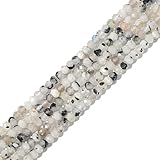 BEADIA Natural White Spectrolite Beads 4x2mm 120pcs Faceted Rondelle Loose Semi Gemstone Beads for Jewelry Making Design