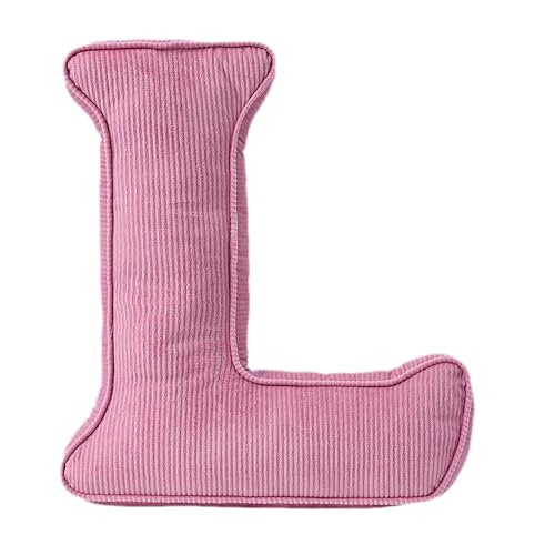Cuscino decorativo a forma di lettera, in velluto a coste rosa, 34 x 36 cm, morbido cuscino in peluche per soggiorno, camera da letto (L)