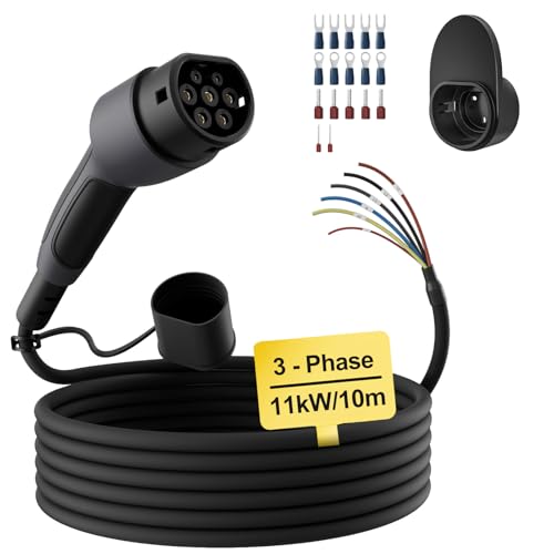dé Typ 2 Ladekabel offenes Ende 11kW [10m| 16A| 3-Phasen] Ladekabel Typ 2 offenes Ende für 11kW Wallbox Ersatzkabel