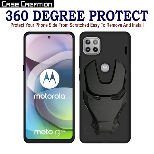 Image of COVERLY Official 3D Smooth Feel Avenger Logo Mask Soft Rugged Grip Iron Man Engraved Cartoon Movie Engraved Silicone Rubber Matte Strong Back Cover for Motorola Moto G 5G (2020) - Black