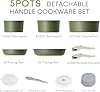 Caannasweis Detachable Nonstick Cookware Set - Stackable Induction Pots and Pans With Removable Handles, Dishwasher Safe - For RV Camping, Oven and Stovetop Use, 5 Pieces (Green) #1
