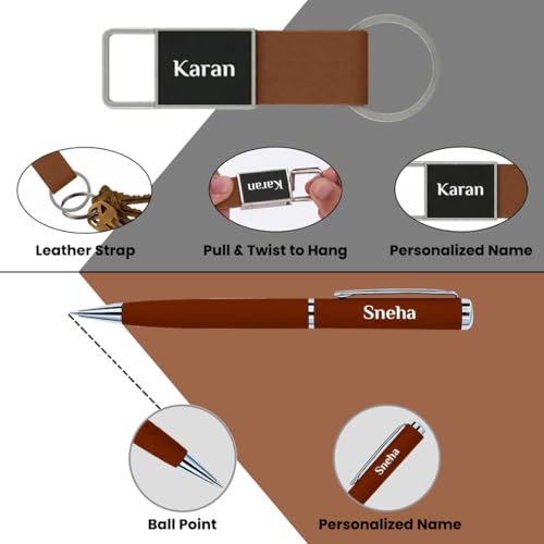 Image of Giftana 7 in 1 Laptop Bag and Laptop Stand with Personalized Diary & Pen, Keychain, Card Holder, Mobile Stand Set, Customized Gift for Husband, Employee Welcome Kit, Corporate Gift for Employees (Brown)