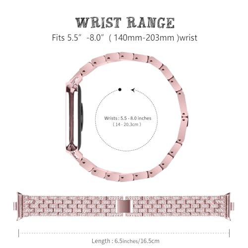 Compatible With Mi Band 8 Pro Smartwatch Band, Bling Rhinestones Replacement Band Adjustable Stainless Steel Smart Wristband Bracelet Compatible with Mi Band 8 Pro4