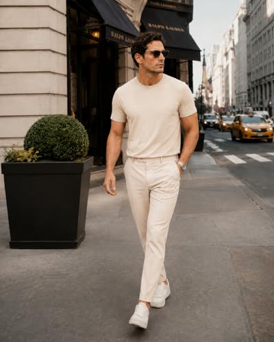 Image of Men's Essential 100% Cotton Crew Neck T-Shirt - Plain, Short Sleeve, Regular Fit, Premium, Super Soft, Classic Everyday Wear
