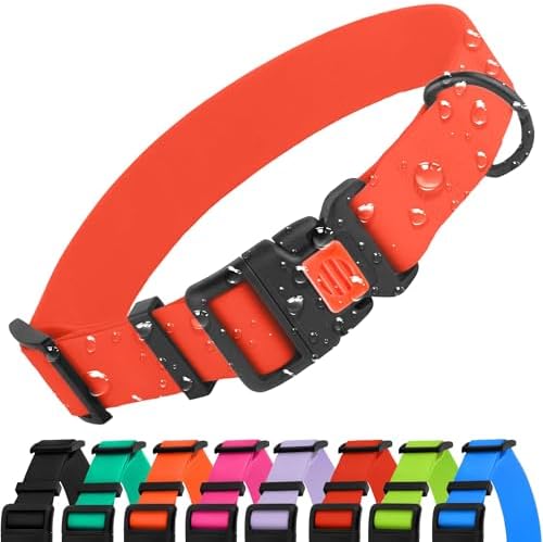 CollarDirect Wasserdichtes Hundehalsband Verstellbar – Silikon & Kunststoff, Geruchsresistent, Leicht zu Reinigen, Sicherheitsverschluss – für kleine, mittlere & große Hunde (Rot,