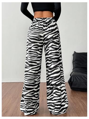 Verdusa Women's Y2K Animal Print Casual Pants Streetwear Straight Leg Long Trousers3
