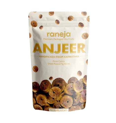 Image of Raneja 100% Natural Pre-mium Quality Dried Figs | 400 g | Anjeer | Rich Source of Calcium & Fibre | Source of Iron, Naturally | Low in Fat | Healthy Snack | Good For Weight Loss | Festive Gifting