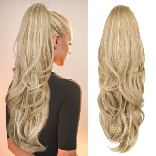 AISI BEAUTY Ponytail Extension 26 Inch Drawstring Ponytail Extension Synthetic Long Wavy Layered Pony Tails Hair Extensions Clip in hairpieces for Women (H24/88)