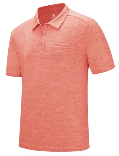 Image of Rdruko Men's Polo Shirts Short Sleeve Quick Dry Outdoor Golf Sports Shirts with Pocket