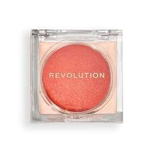 Revolution, Beam Bright Blush, Colorete en Polvo para el Rostro, Mezclable y Modulable, Acabado Luminoso para Mejillas Radiantes, Vegano y Libre de Crueldad, Orange Crush