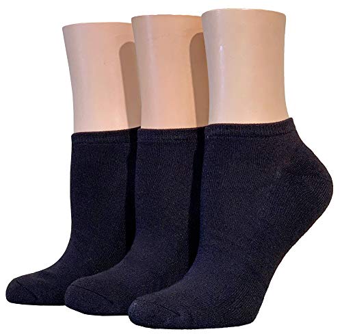 Legale Women's Pillow Sole Low Cut Socks 3 Pair (Black)